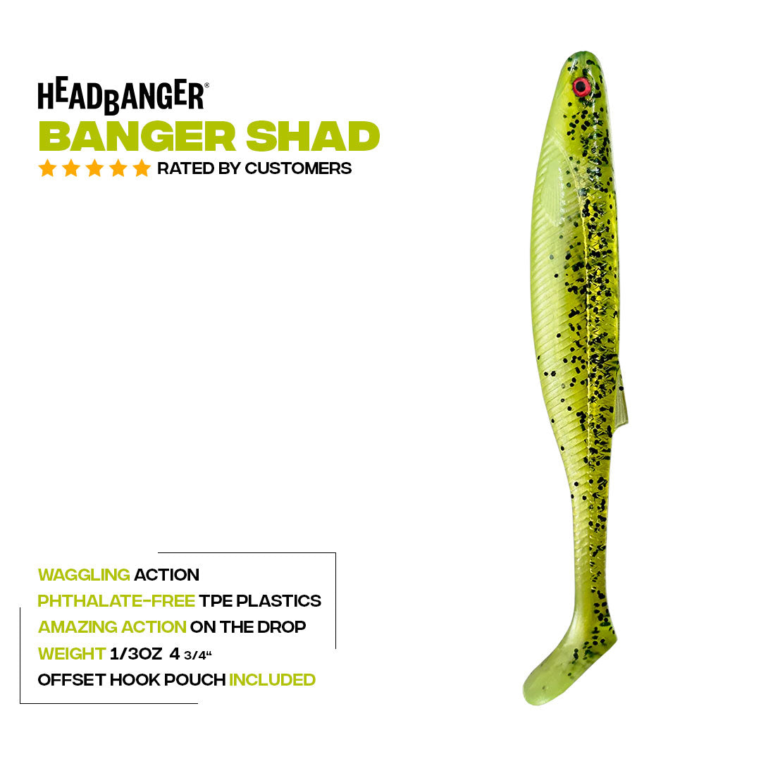 bottom banger fishing lure Micro Banger, Tennessee Shad / Micro Squarebill Design Deflects off cover to prevent snagging and creates an erratic action Headbanger BangerRibs V2 3-1/2" 4-pack