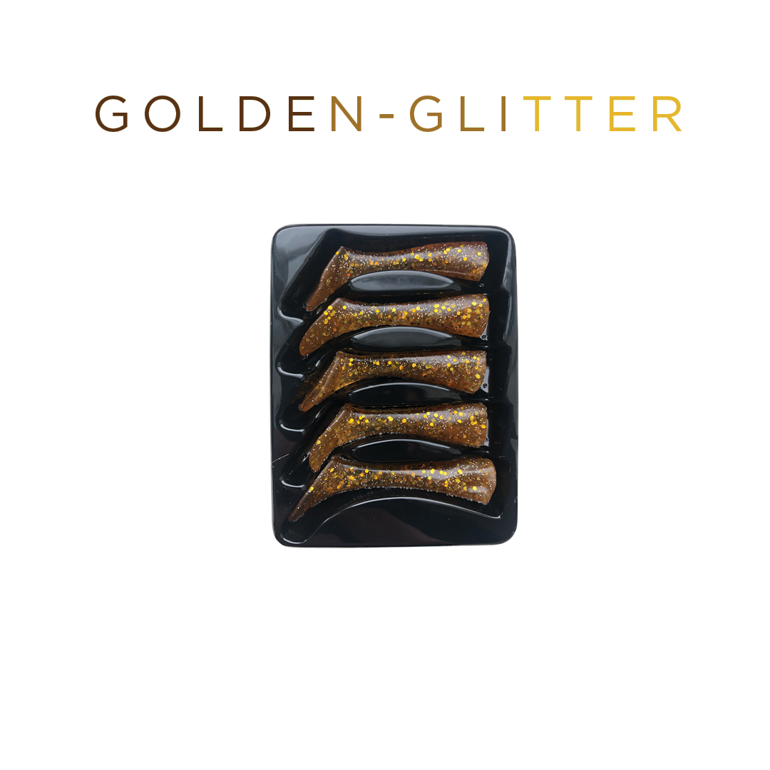 Headbanger Shad 4-1/2" Replacement Tails - Golden Glitter