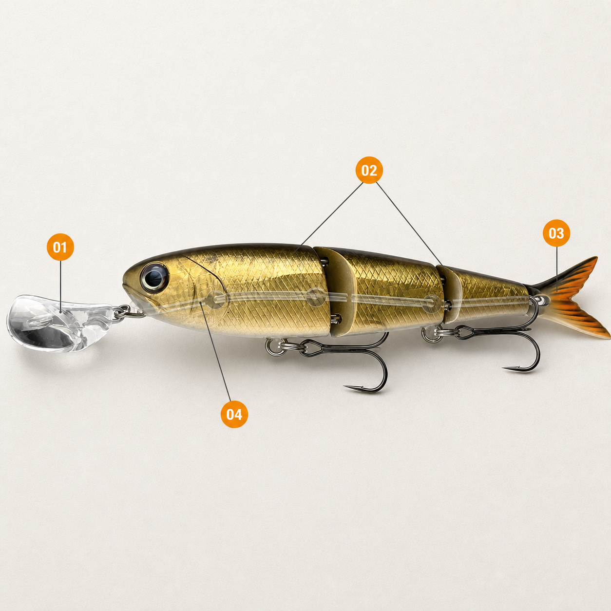 Spitfire components: Action Lip, jointed body, tail prop, wire-through construction and VMC hooks