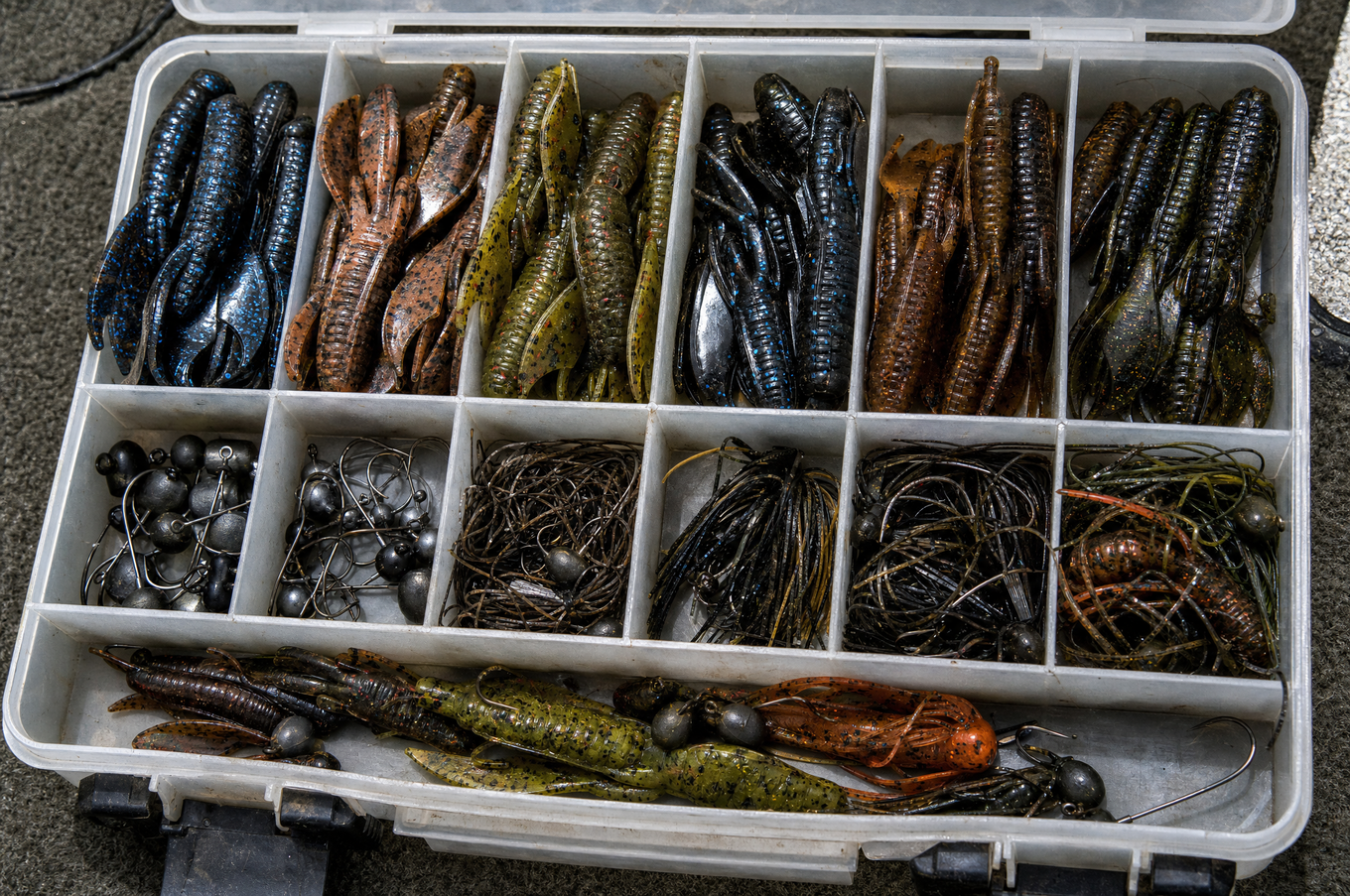 Tackle box full of craws and jigheads